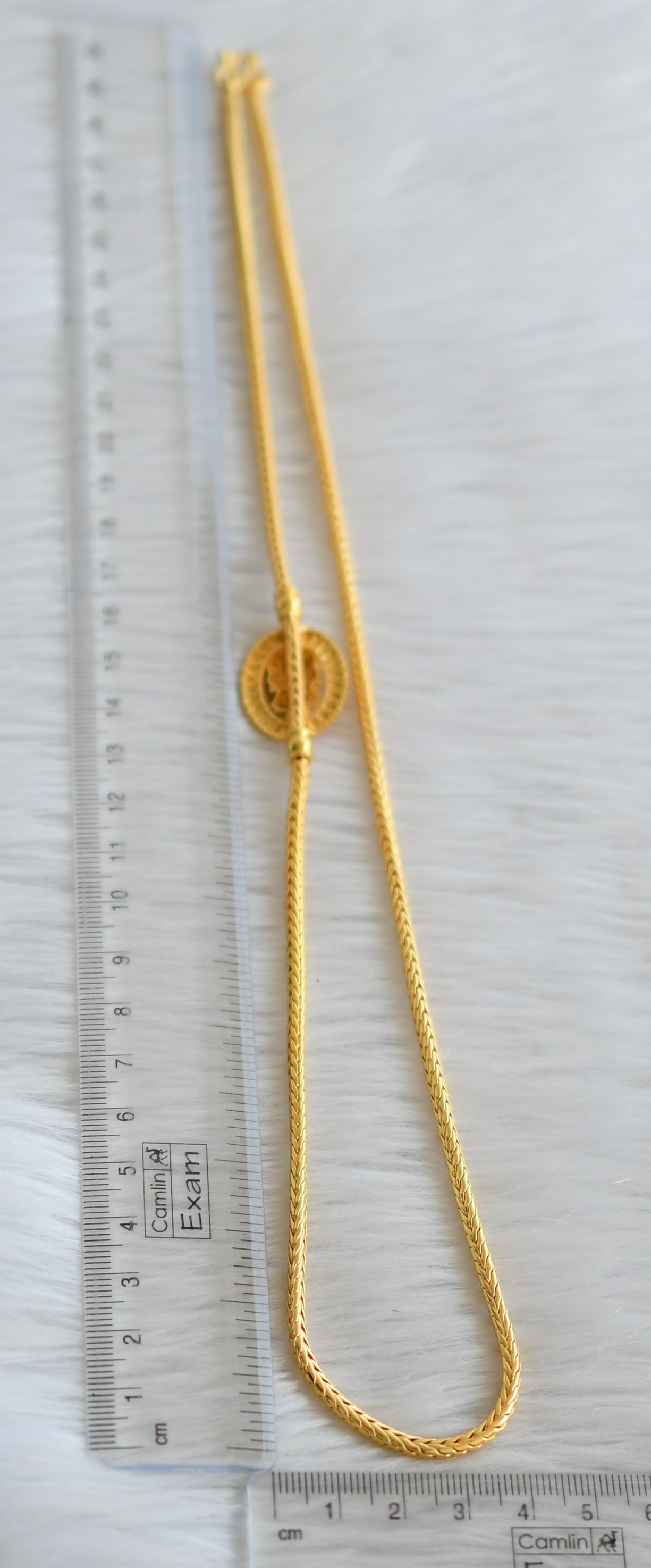 Gold tone 24 inches lakshmi mugappu chain dj-44984