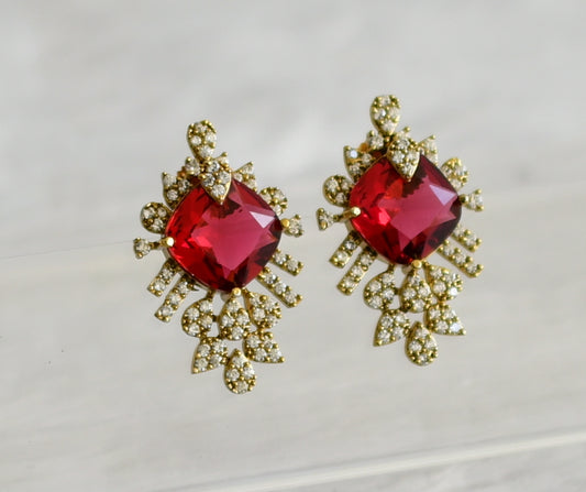 Matte finish cz magenta pink earrings dj-48418