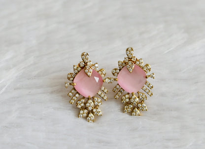 Matte finish cz baby-pink earrings dj-48414