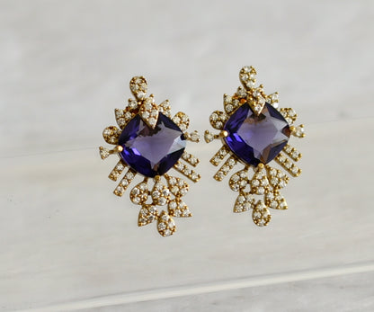 Matte finish cz purple earrings dj-48417