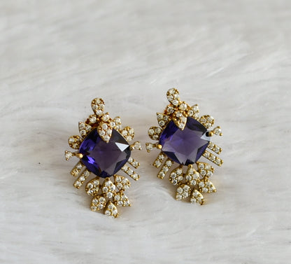 Matte finish cz purple earrings dj-48417