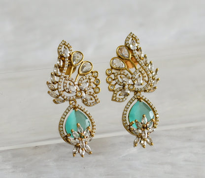 Matte finish cz sea green flower earrings dj-48420