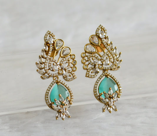 Matte finish cz sea green flower earrings dj-48420