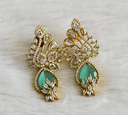 Matte finish cz sea green flower earrings dj-48420