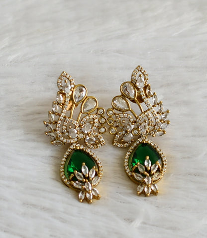 Matte finish cz green flower earrings dj-48419