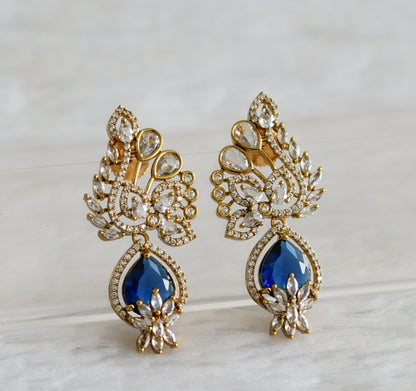 Matte finish cz blue flower earrings dj-48423