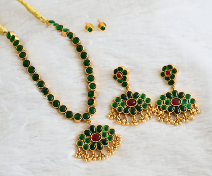 Matte finish kemp-green reversible necklace set dj-36048