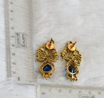 Matte finish cz blue flower earrings dj-48423