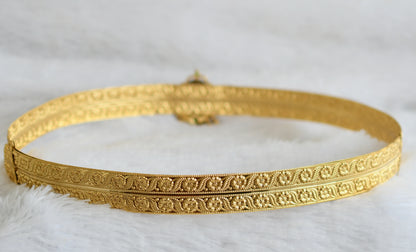 Antique gold tone kemp-green lakshmi peacock flower waist band dj-50401