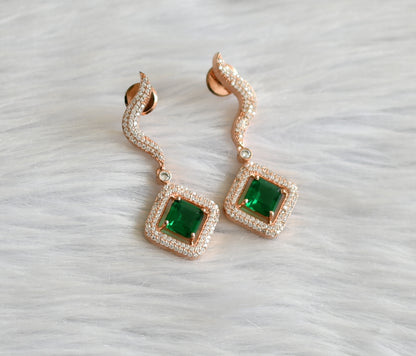 Rose gold tone cz bottle green-white stone designer earrings dj-34731
