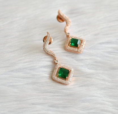 Rose gold tone cz bottle green-white stone designer earrings dj-34731