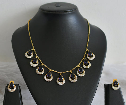 Antique cz purple thilak stone necklace set dj-48447