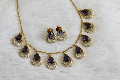 Antique cz purple thilak stone necklace set dj-48447