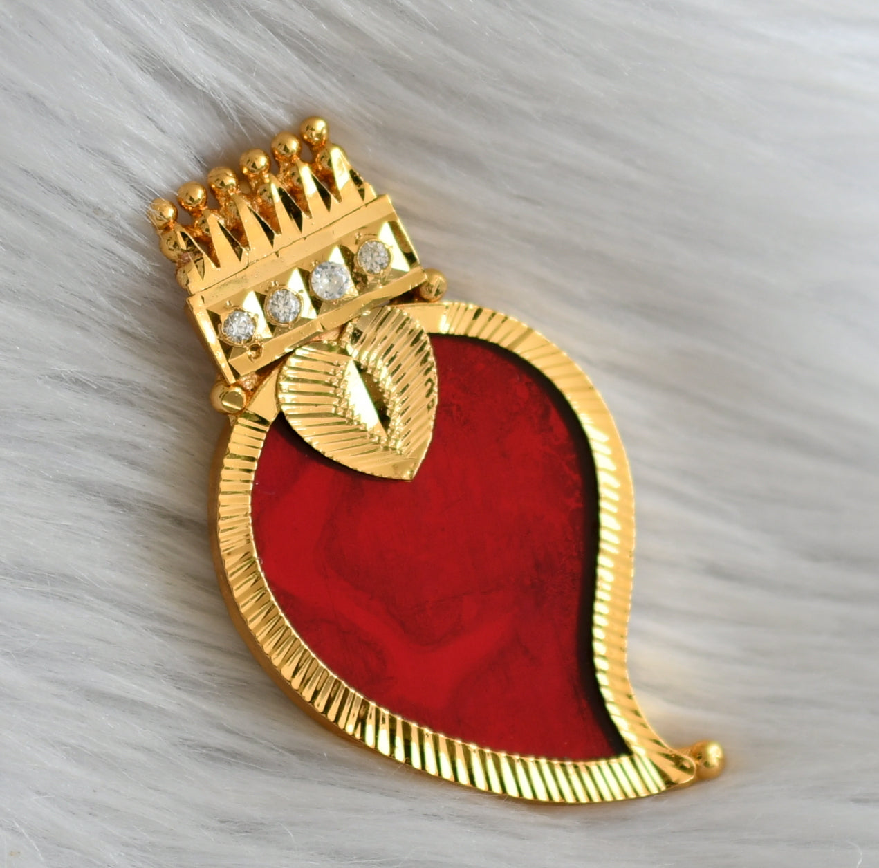 Gold tone kerala style white-red mango pendant dj-44992