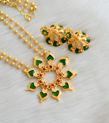 Gold tone green round palakka necklace set dj-19518