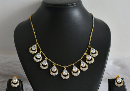 Antique cz white thilak stone necklace set dj-48443