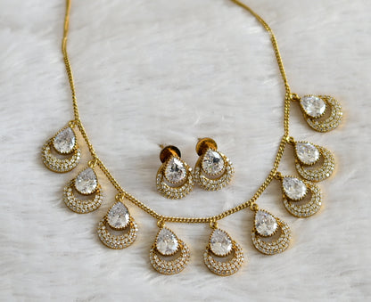 Antique cz white thilak stone necklace set dj-48443