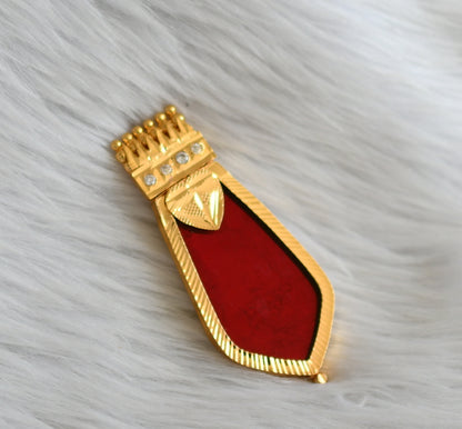 Gold tone kerala style red-white nagapadam pendant dj-44995