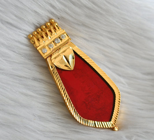 Gold tone kerala style red-white nagapadam pendant dj-44995