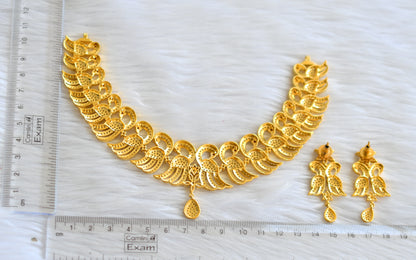 Gold tone cz white peacock necklace set dj-09569