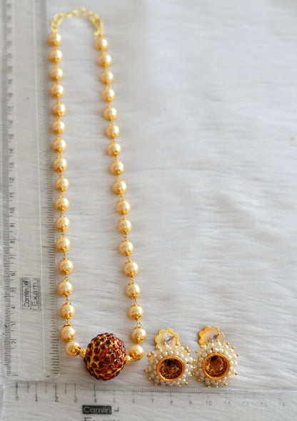 Gold tone kemp Rudhra ball pearl necklace set dj-24964