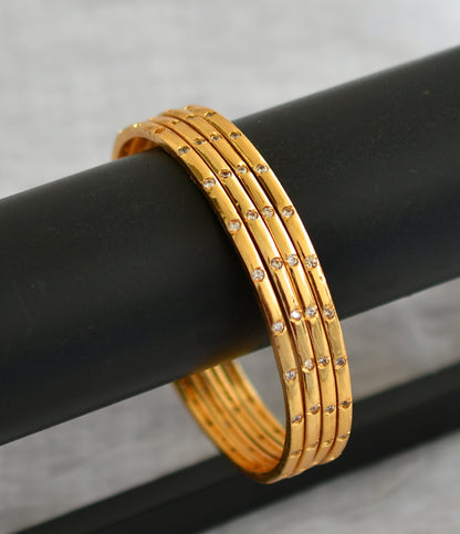 Gold tone white stone set of 4 Bangles(2.8) dj-40706