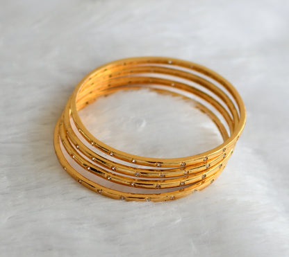 Gold tone white stone set of 4 Bangles(2.4) dj-40704