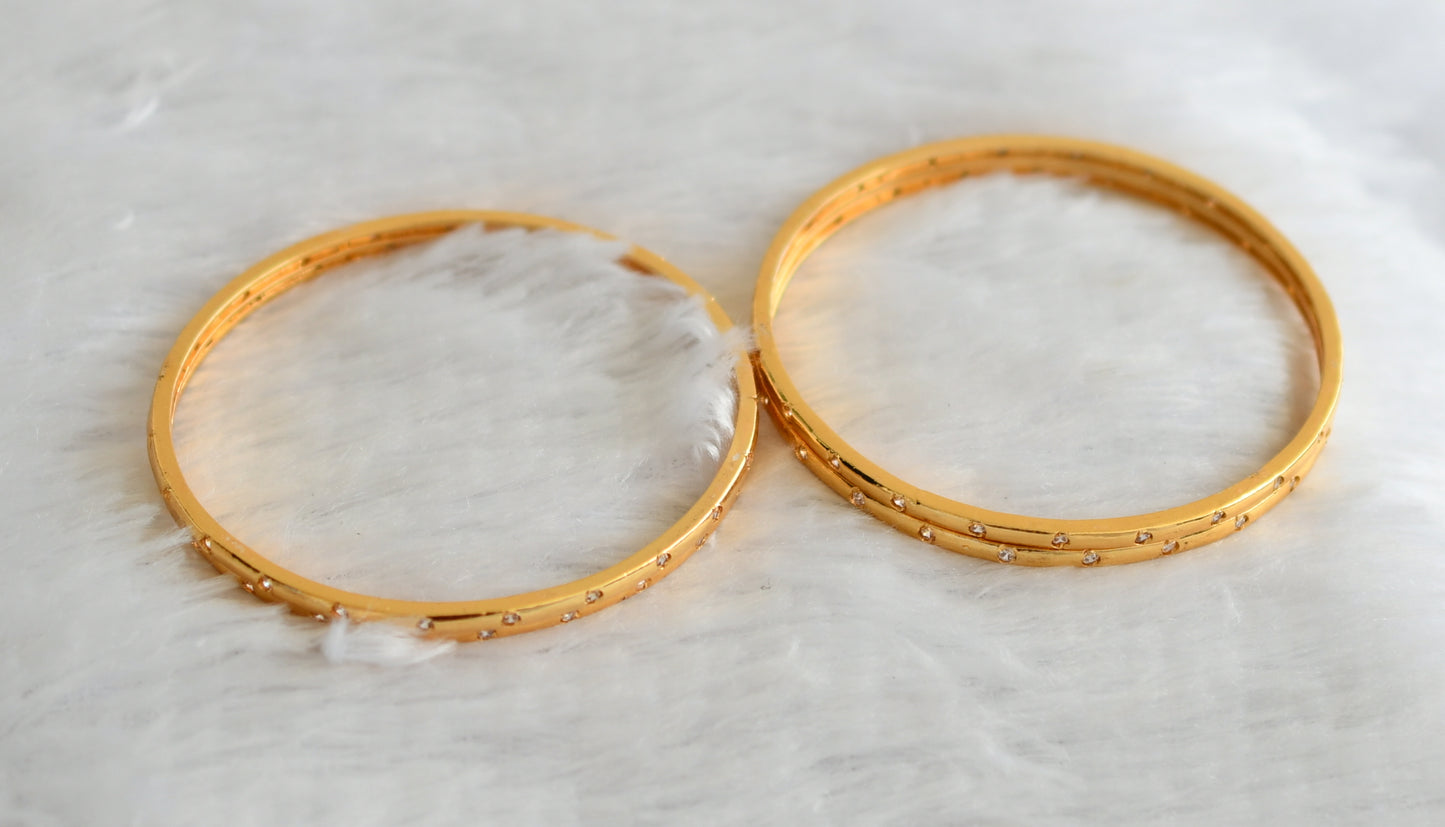 Gold tone white stone set of 4 Bangles(2.4) dj-40704