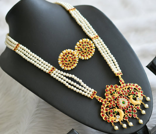 Gold tone Kemp-green pearl peacock designer haar set dj-35133