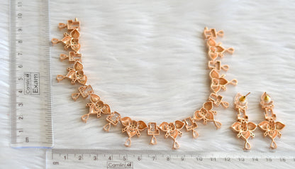 Rose gold cz white necklace set dj-30989