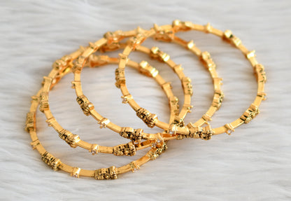 Antique gold tone white stone lakshmi bangles(2.6) dj-45015