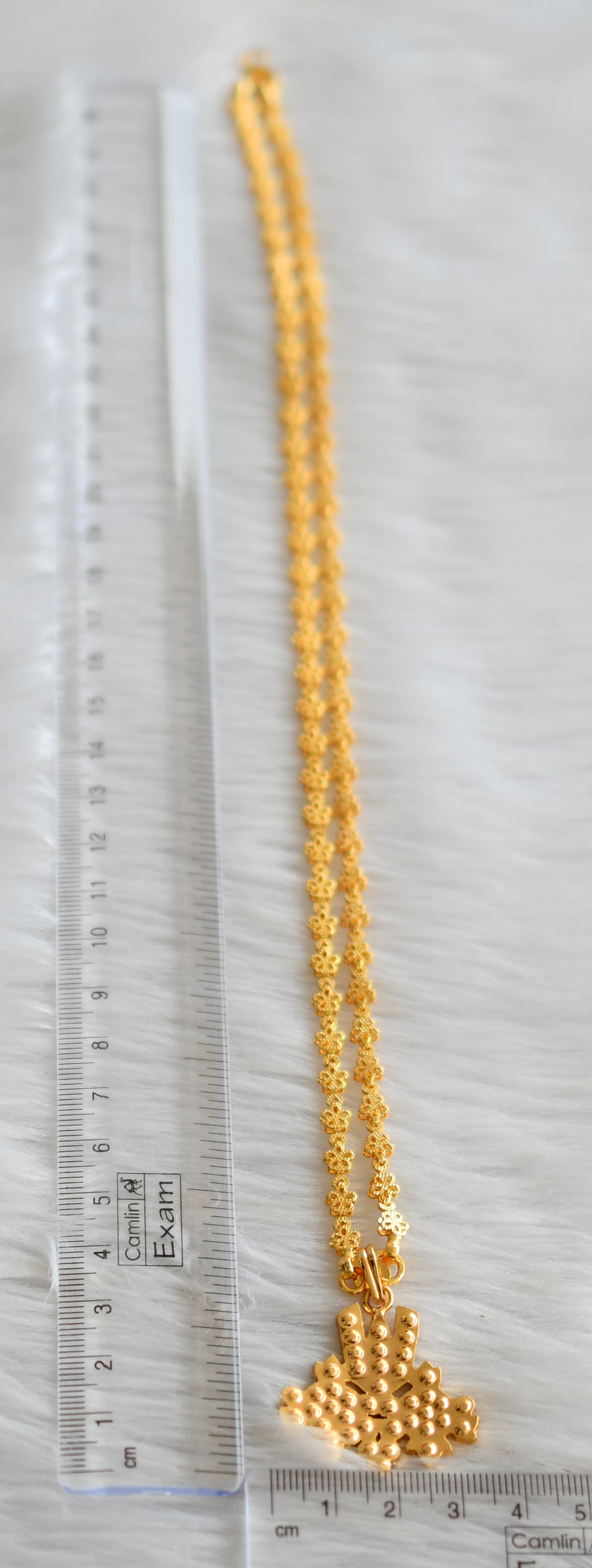 Gold tone 24 inches chain with Thirumal nama-shanku-chakra pendant dj-43453