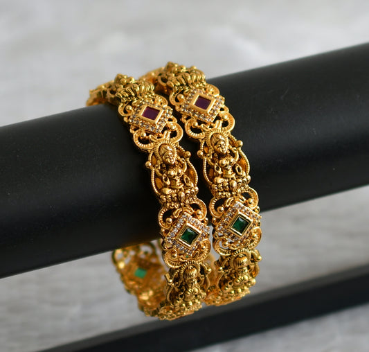 Matte finish ruby-green-white lakshmi bangles(2.6) dj-48462