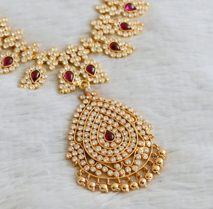 Gold tone ad real kemp-white stone mango necklace dj-50412