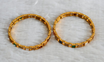 Matte finish cz navarathna block stone bangles(2.8) dj-48466