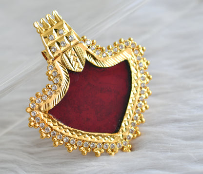 Gold tone kerala style red palakka pendant dj-43459