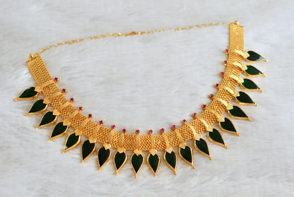 Gold tone pink-green Kerala style Gopi big necklace dj-36393