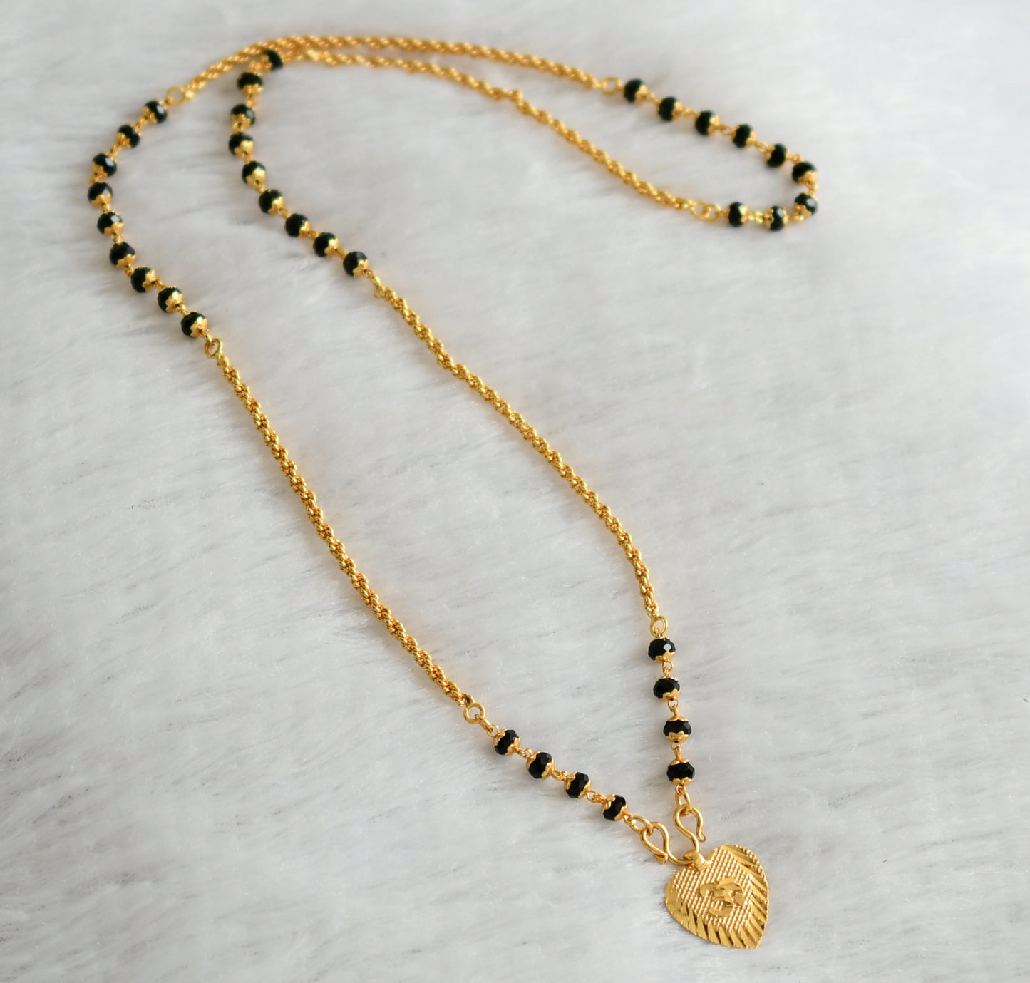 Gold tone 24 inches karimani beaded chain with om pendant dj-46739