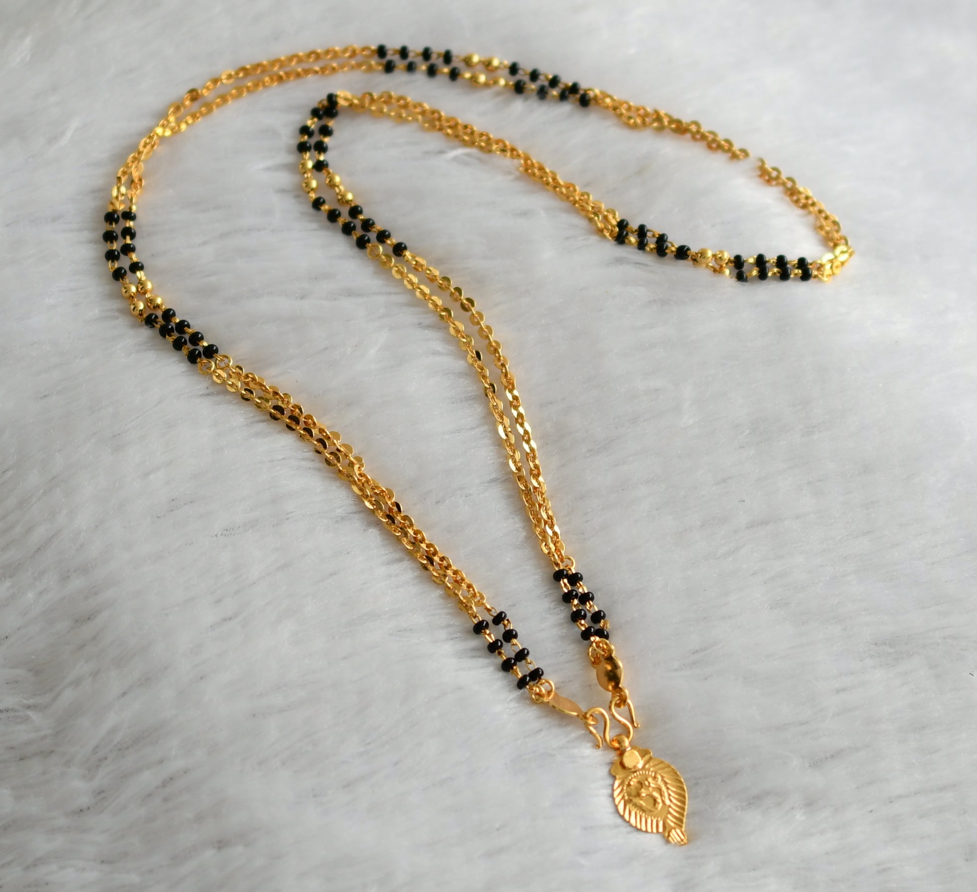 Gold tone 24 inches karimani double layer chain with om pendant dj-467 ...