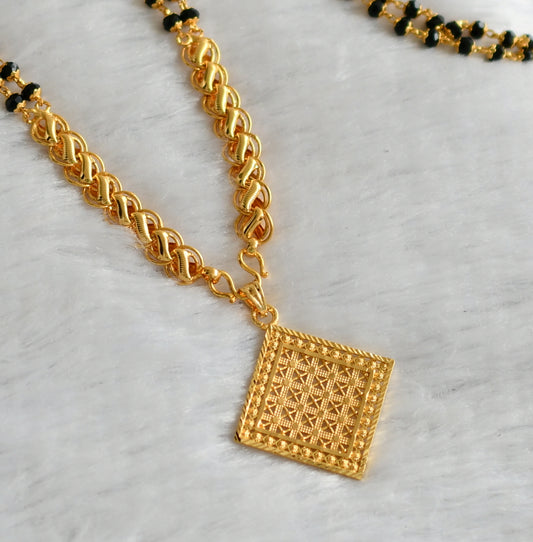 Gold tone 30 inches double layer karimani chain with square pendant dj-46743