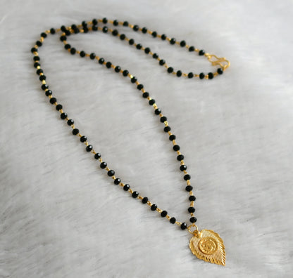 Gold tone 24 inches karimani beaded chain with om pendant dj-46741