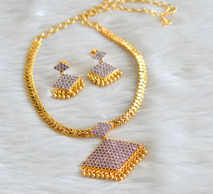 Gold tone purple pathakkam necklace set dj-43475