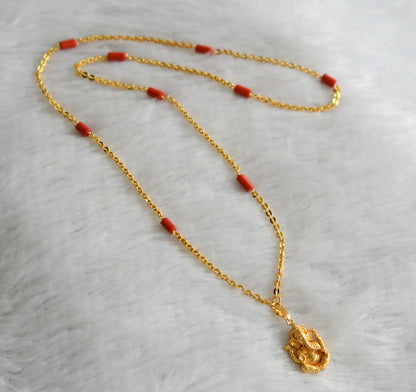 Gold tone 24 inches coral chain with ganesha pendant dj-46736