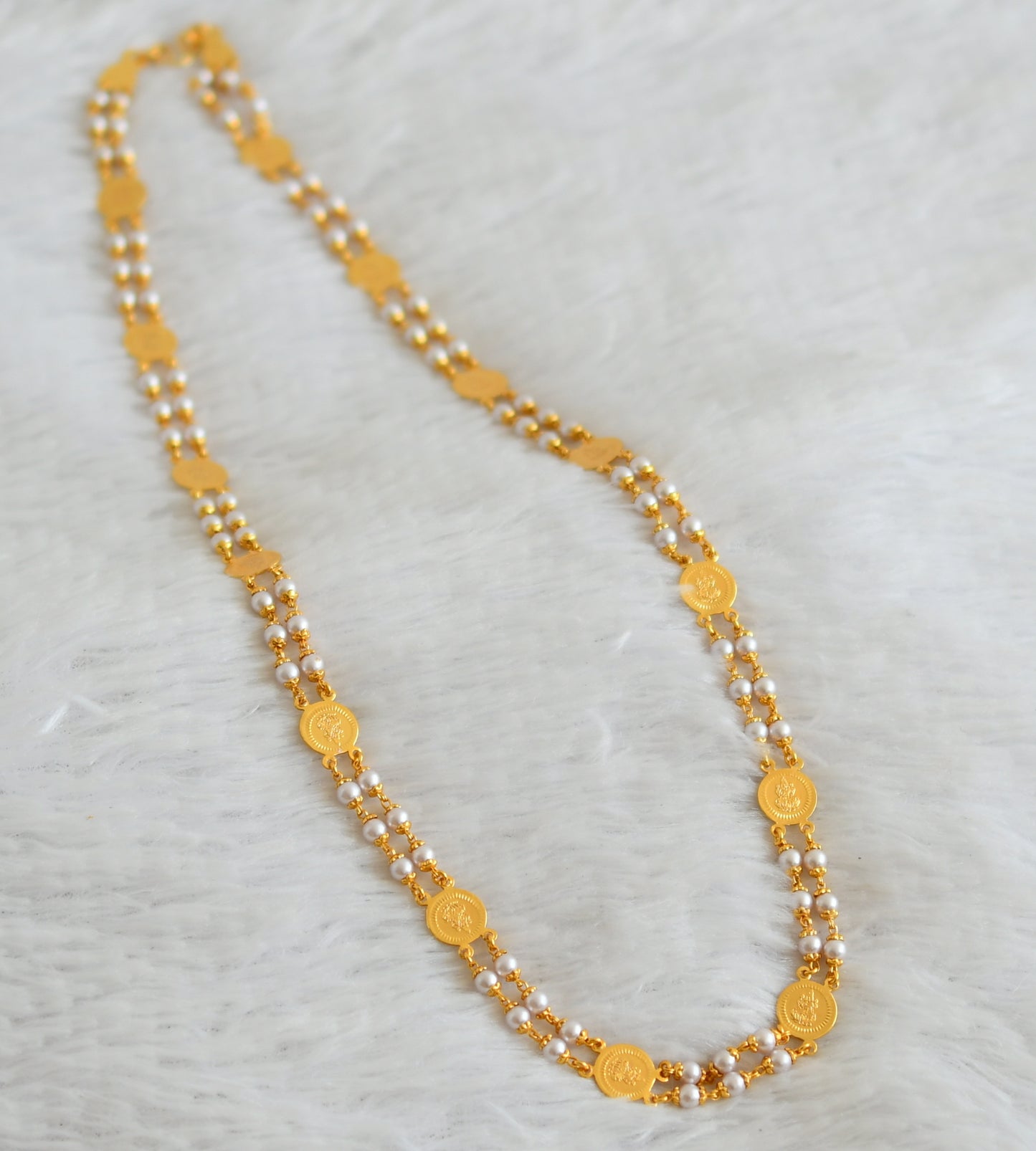 Gold tone Pearl Lakshmi Coin Chain DJ24131