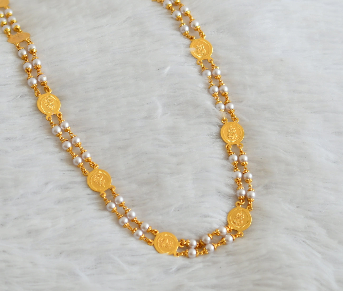 Gold tone Pearl Lakshmi Coin Chain DJ24131