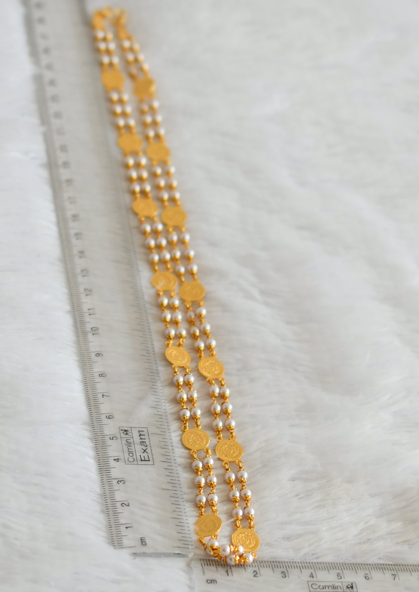 Gold tone Pearl Lakshmi Coin Chain DJ24131
