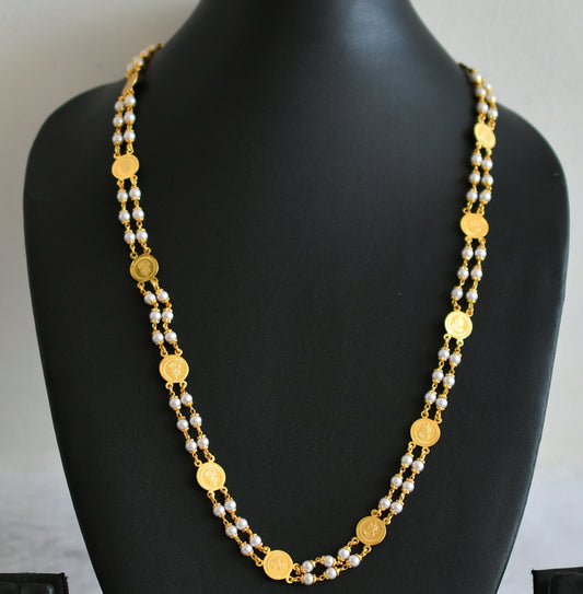 Gold tone Pearl Lakshmi Coin Chain DJ24131