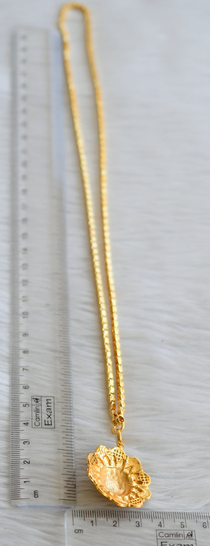 Gold tone 24 inches chain with ruby flower pendant dj-43108