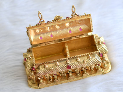 Antique gold tone dasavatharam temple kumkum box dj-43470