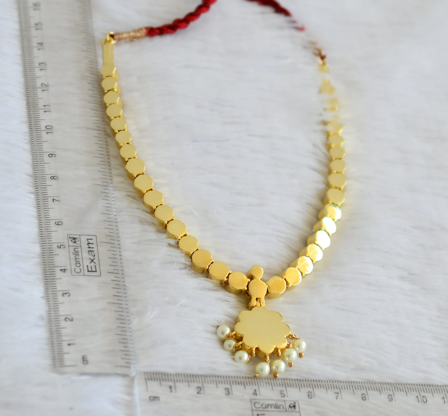 Gold tone AD white stone attigai(necklace) dj-50438